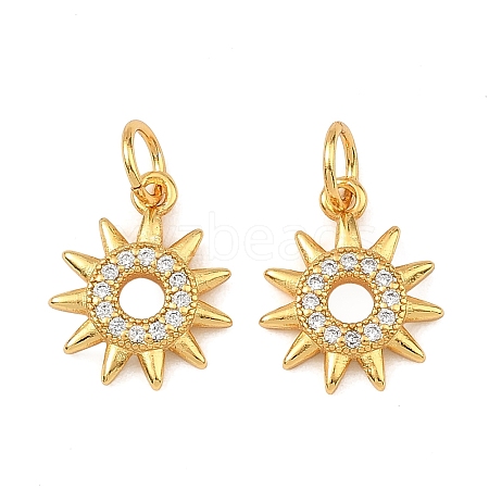 Brass Micro Pave Clear Cubic Zirconia Charms KK-F941-40C-G-1