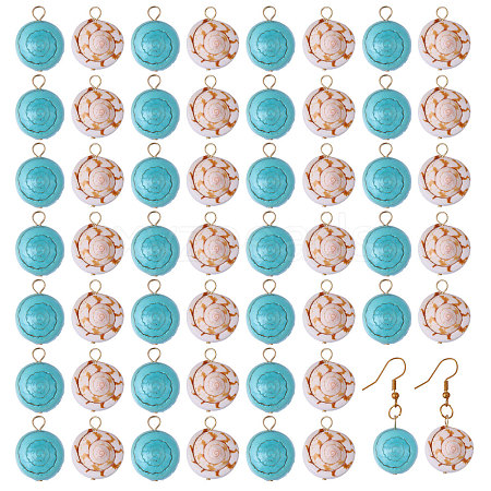 52Pcs 2 Styles Natural Shiva Eye Shell Pendants PALLOY-CA00035-1