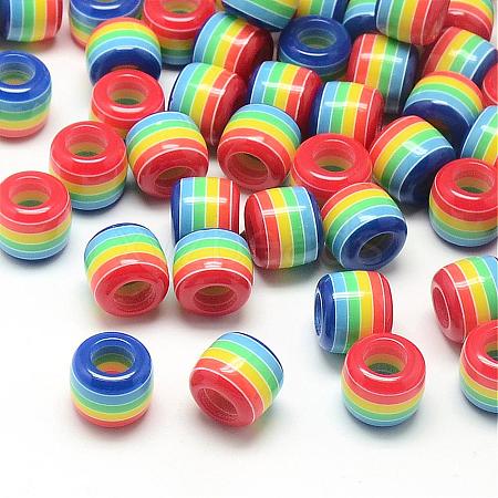 Opaque Stripe Resin European Beads RESI-S344-07-1