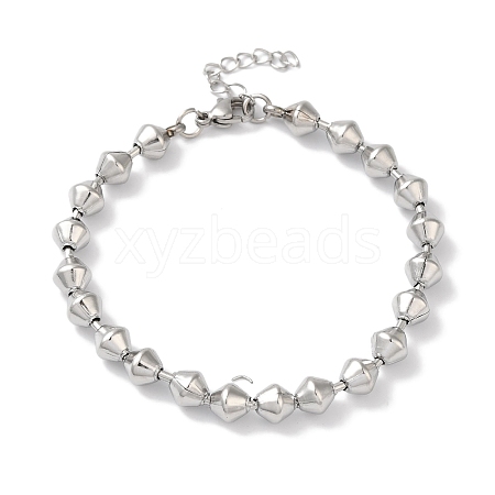 304 Stainless Steel Bicone Beaded Bracelets for Women BJEW-B092-03P-1