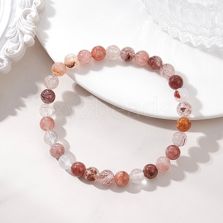 Natural Multi-Color Rutilated Quartz Beaded Stretch Bracelets for Women BJEW-JB13466-1