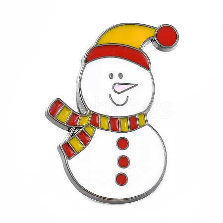 Christmas Snowman Enamel Pin JEWB-I018-03B-1