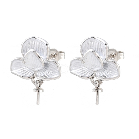 Brass Enamel Stud Earring Findings KK-CBA58F9-01P-05-1