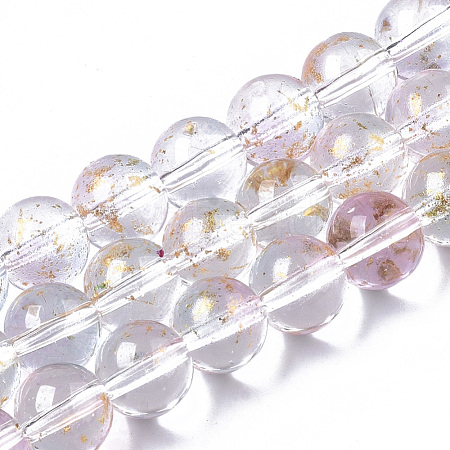 Transparent Spray Painted Glass Bead Strands GLAA-N035-03C-B07-1